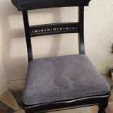 Table set and 6 solid pine chairs repainted and patinated black