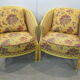 Paire de fauteuils bergères, chauffeuses, forme corbeille