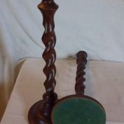 Paire de bougeoirs vintage en bois torsadé