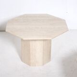 Set of 3 octagonal travertine side tables, 1970s,