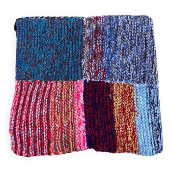 Plaid patchwork multicolore en laine