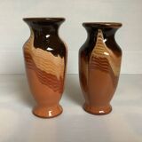 Pair of enameled ceramic vases