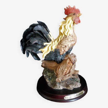 Resin Rooster statuette, signed A. Sabatini