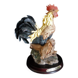 Resin Rooster statuette, signed A. Sabatini
