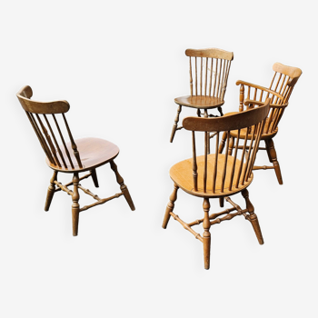 Lot de 4 chaises type Windsor design Ethan Allen