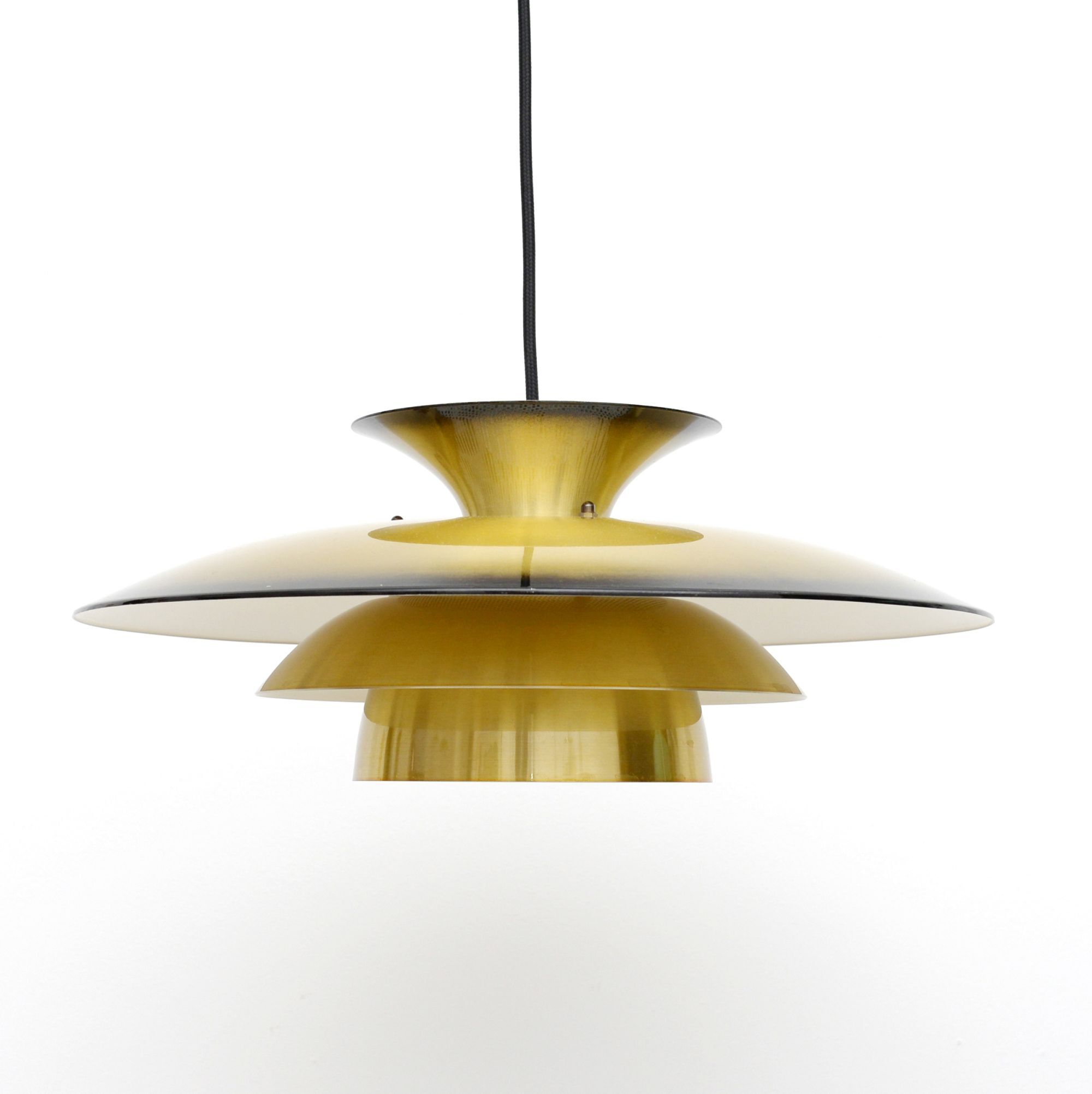 Vintage Pendant Lamp In Golden Brass, Denmark 1970s