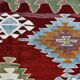5x8 Geometric Wine Red Blue Vintage Rug, 144x241Cm