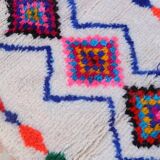 Ecru Moroccan rug with coloured patterns 250cm x 150cm