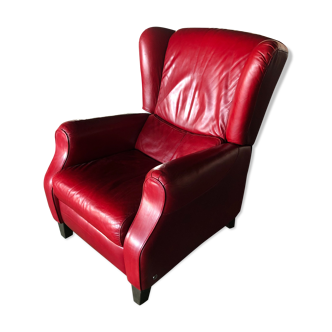 Fauteuil italien à système en cuir rouge années 1980/90