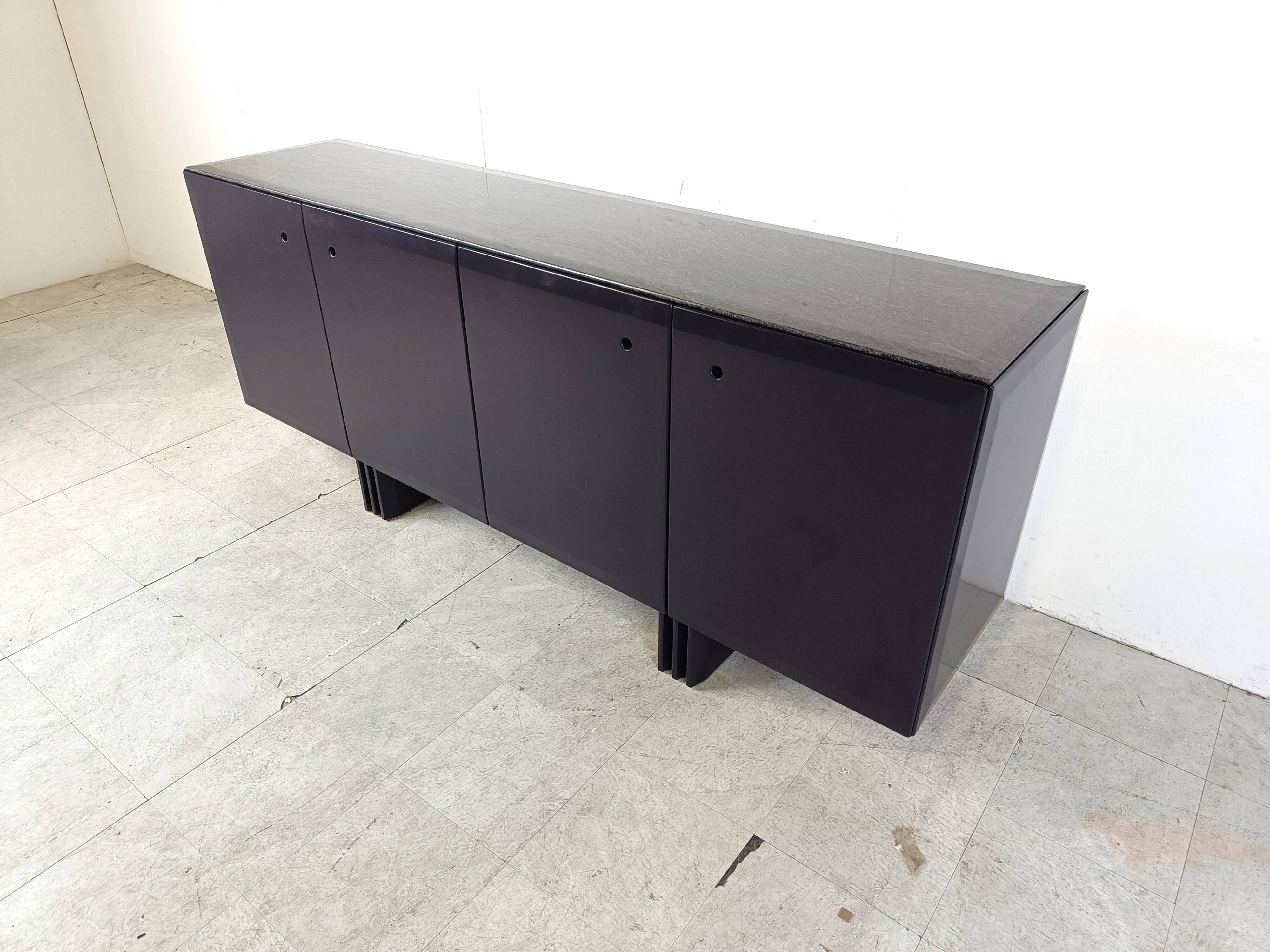 Vintage dark blue sideboard, 1980s