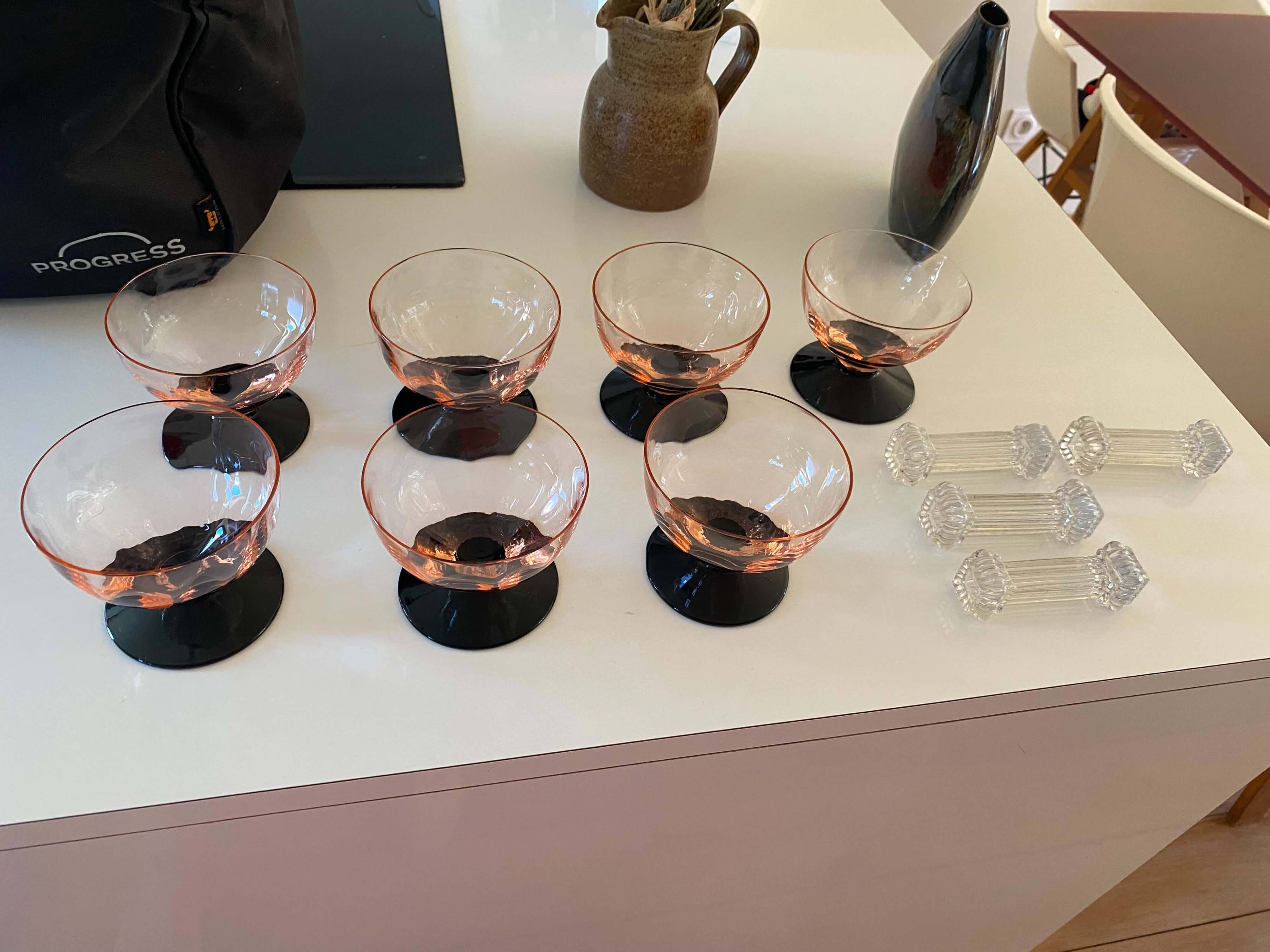 7 vintage Art Deco champagne or dessert coupes