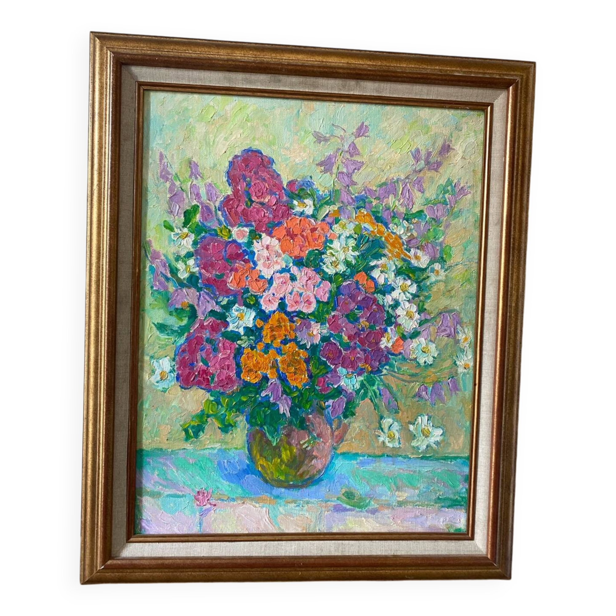 Fleurs signé école russe XXeme siècle