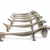 Vintage Knife Rests, Set of Six Silver Plated Dachshund Dogs, Italy, 20th-C