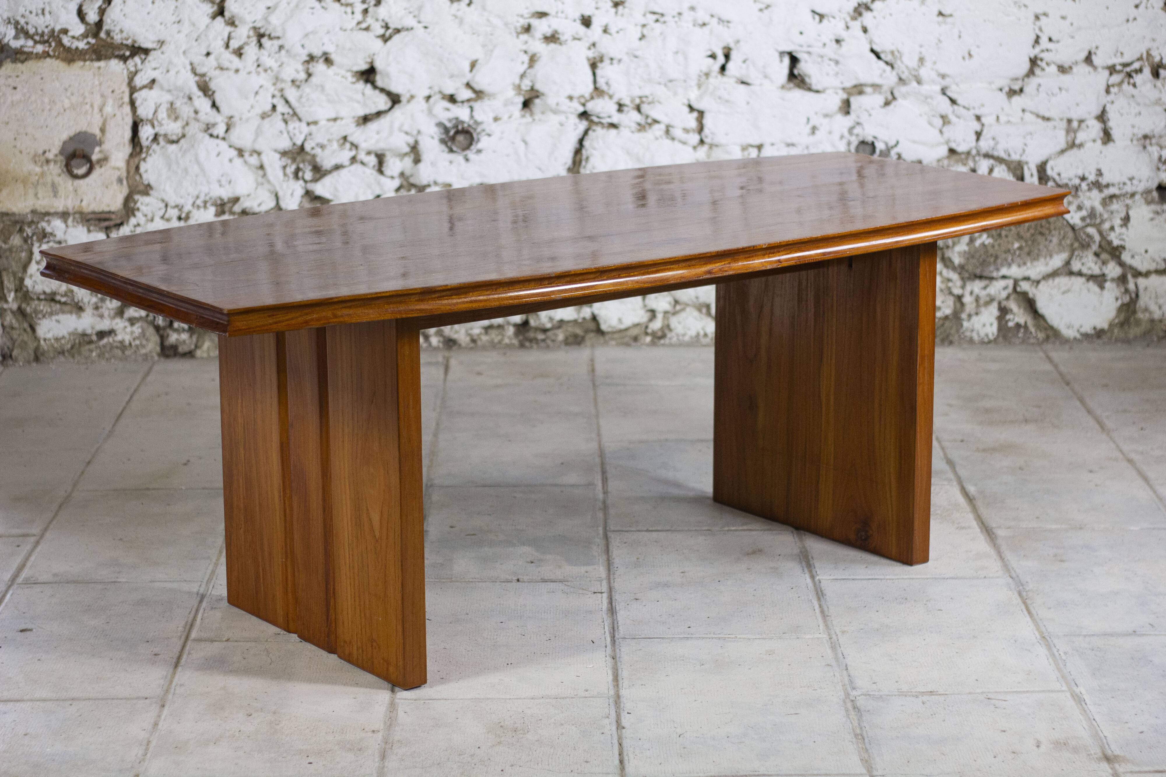 Large table in solid elm, 1970.