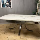 oval - rectangular marble and metal design table