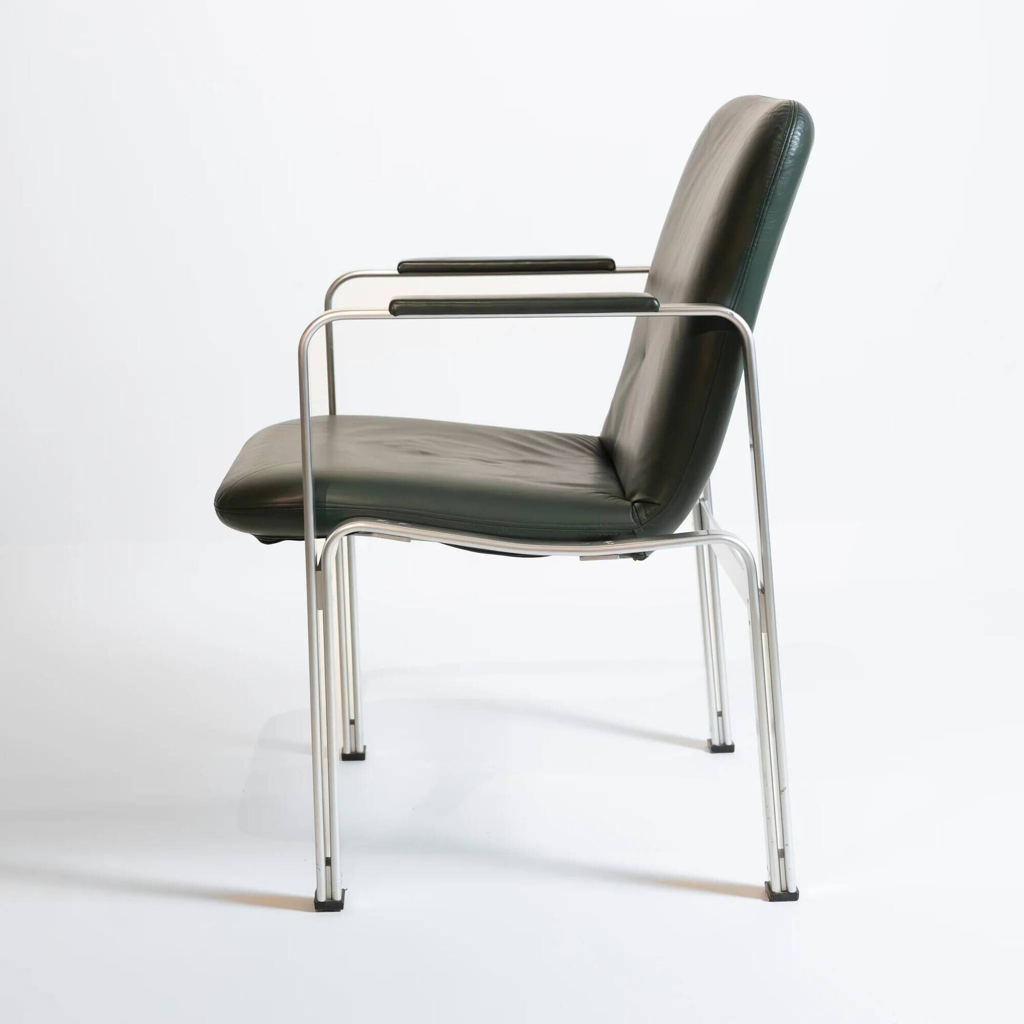 Vintage office chair by Karl-Erik Ekselius in green leather, 1970s.