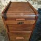 Vintage French oak office rolling cabinet with tambour door, 1950s.
