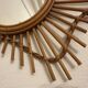 Vintage guitar-shaped rattan mirror