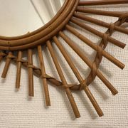 Vintage guitar-shaped rattan mirror