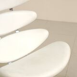 "Corona" lounge chair in white leather by Poul Volther for Erik Jørgensen