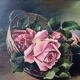 Antique painting - still life with roses - oil painting - 1940s