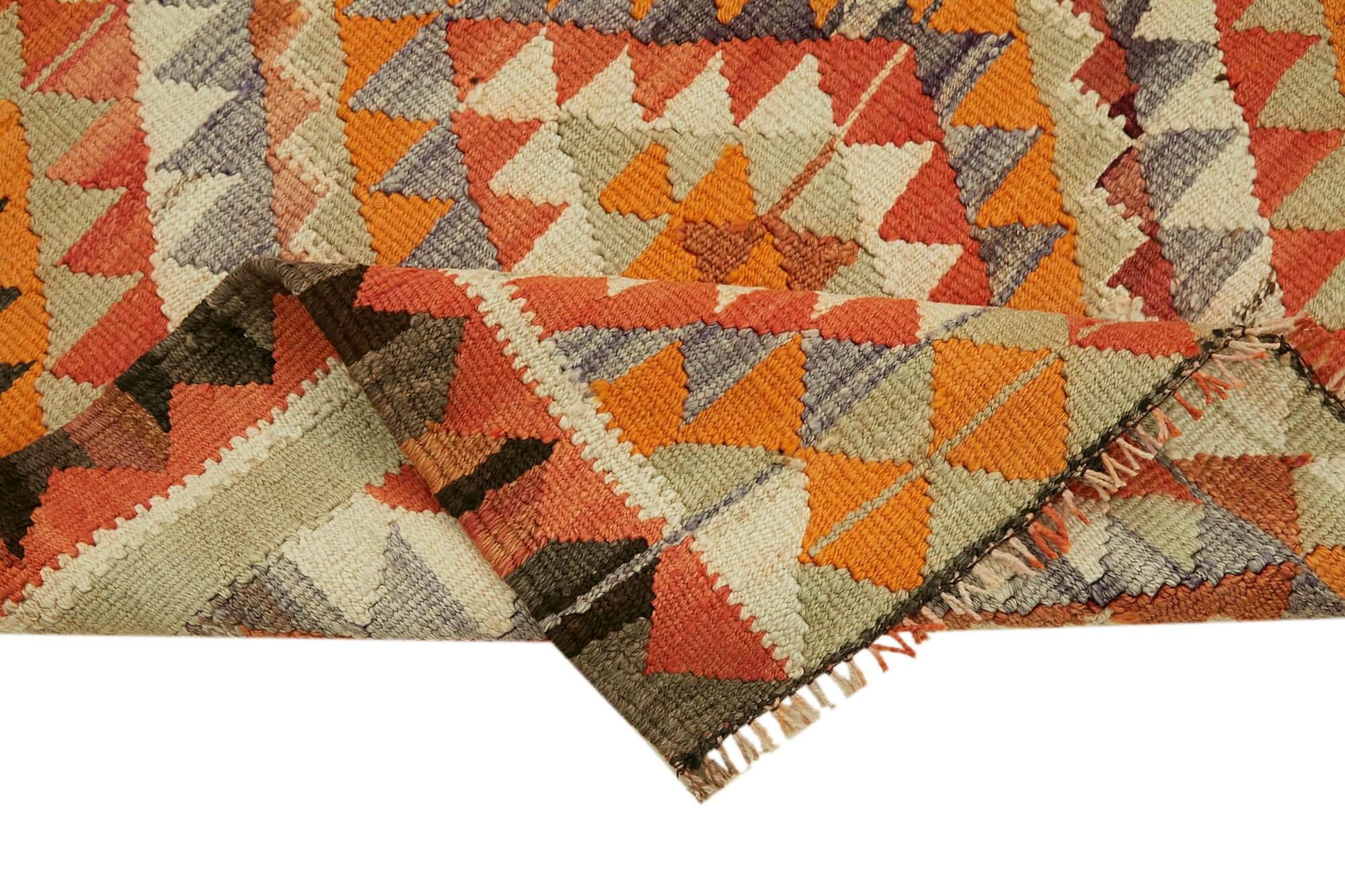 Turkish Handwoven Vintage Herki Kilim 98 cm x 320 cm