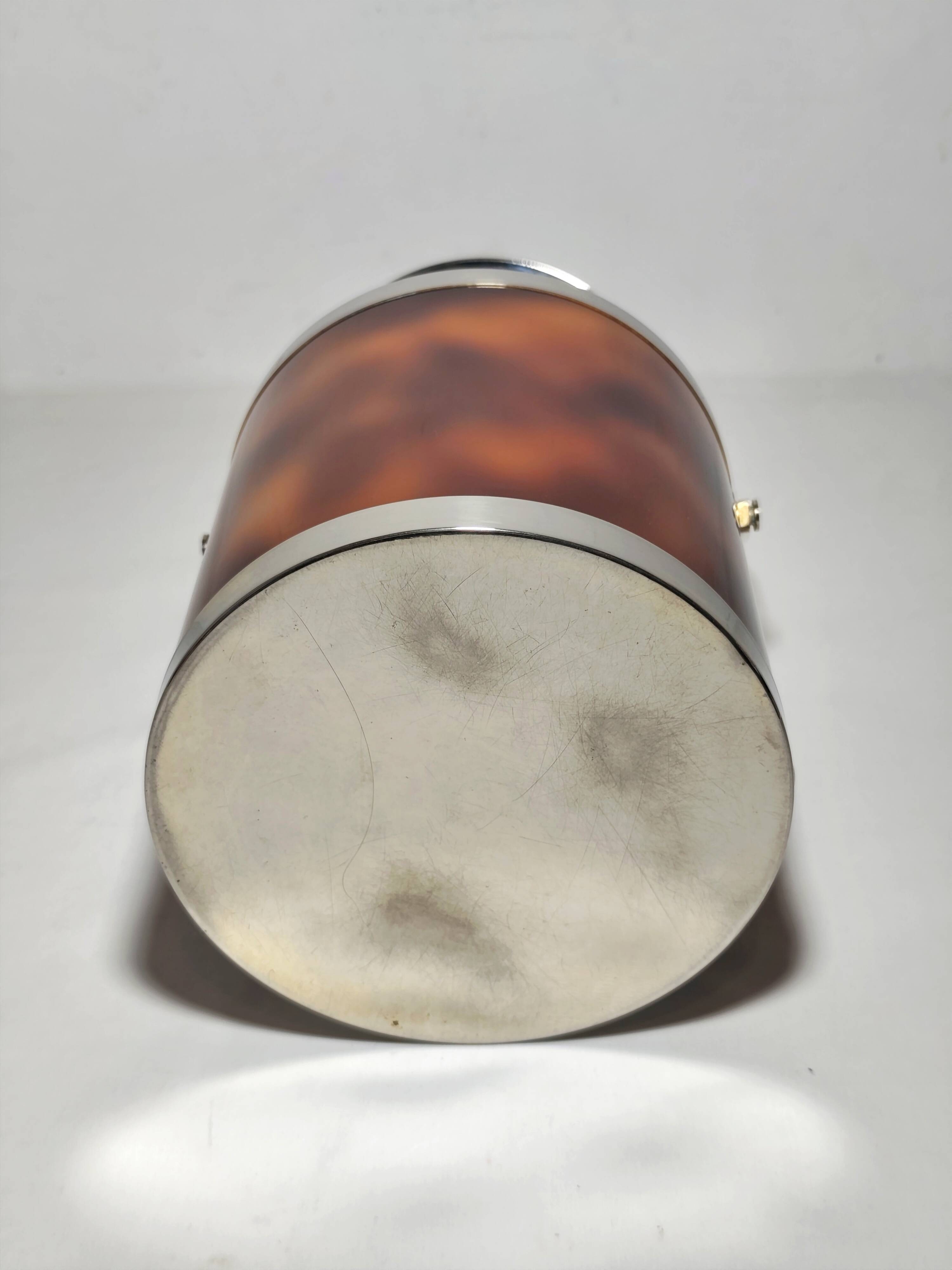 Acrylic and metal ice bucket. Spain, 1970s.