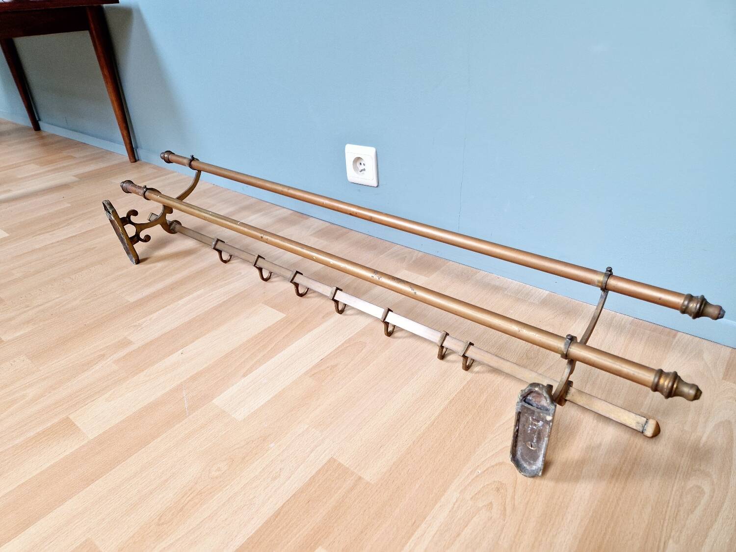 Art Deco brass wall coat rack, 1920s-30s