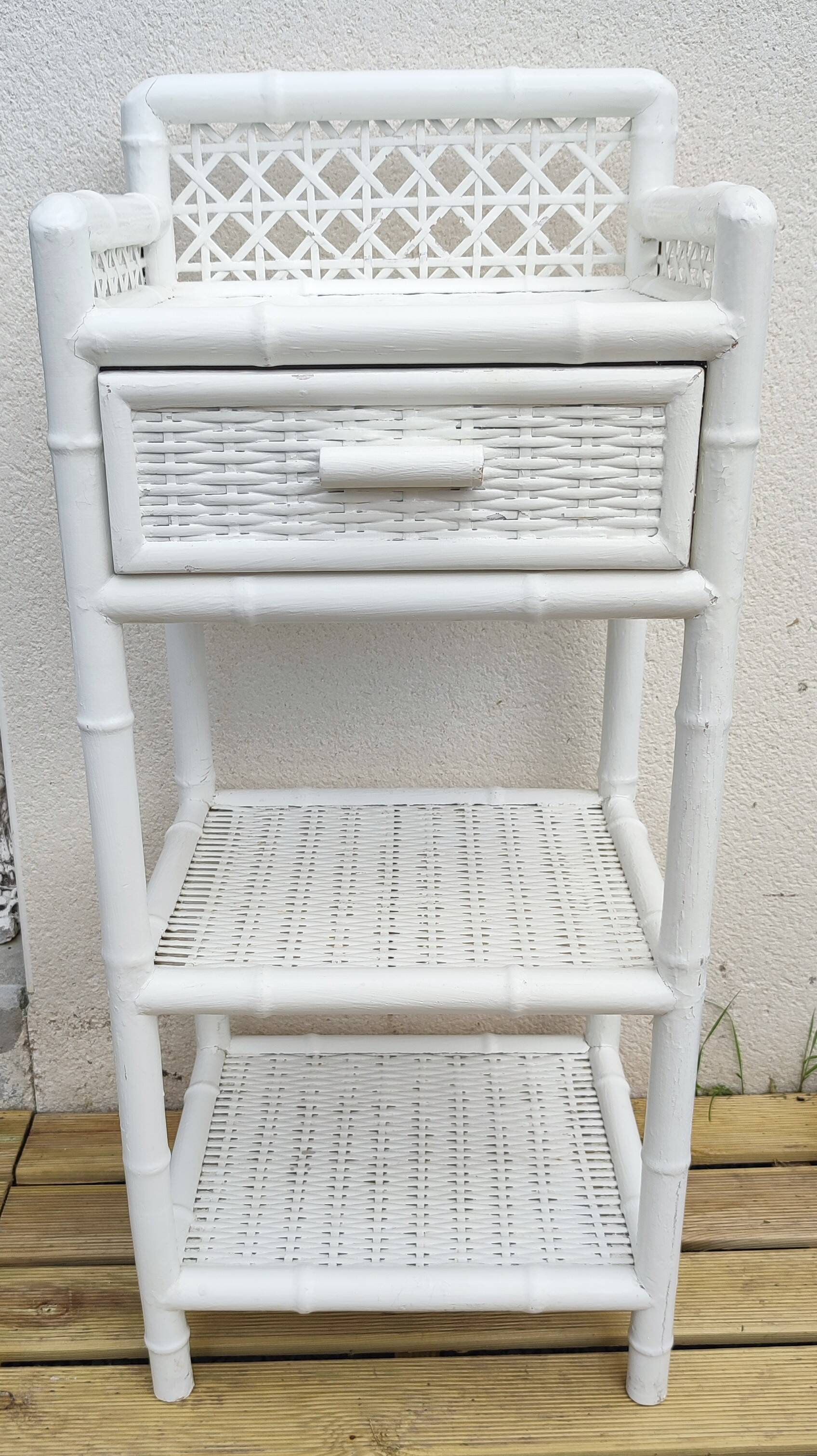 Rattan and cane shelf, 1970s-80s