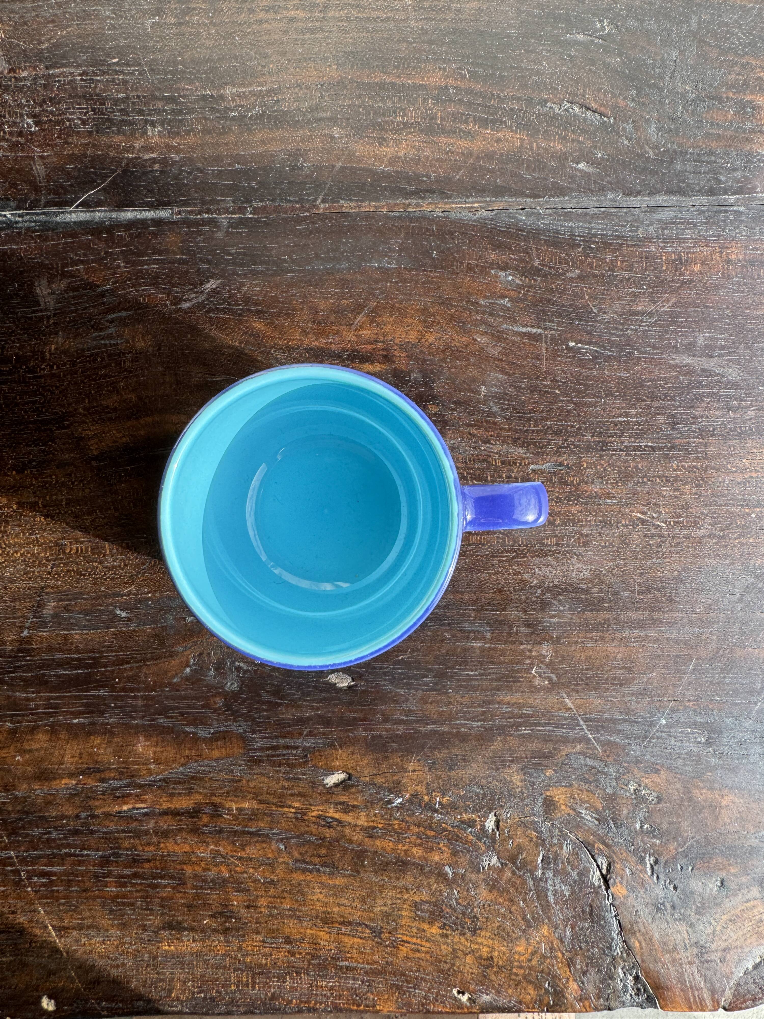 Set of 12 small vintage espresso cups duo in blue Made in Italy