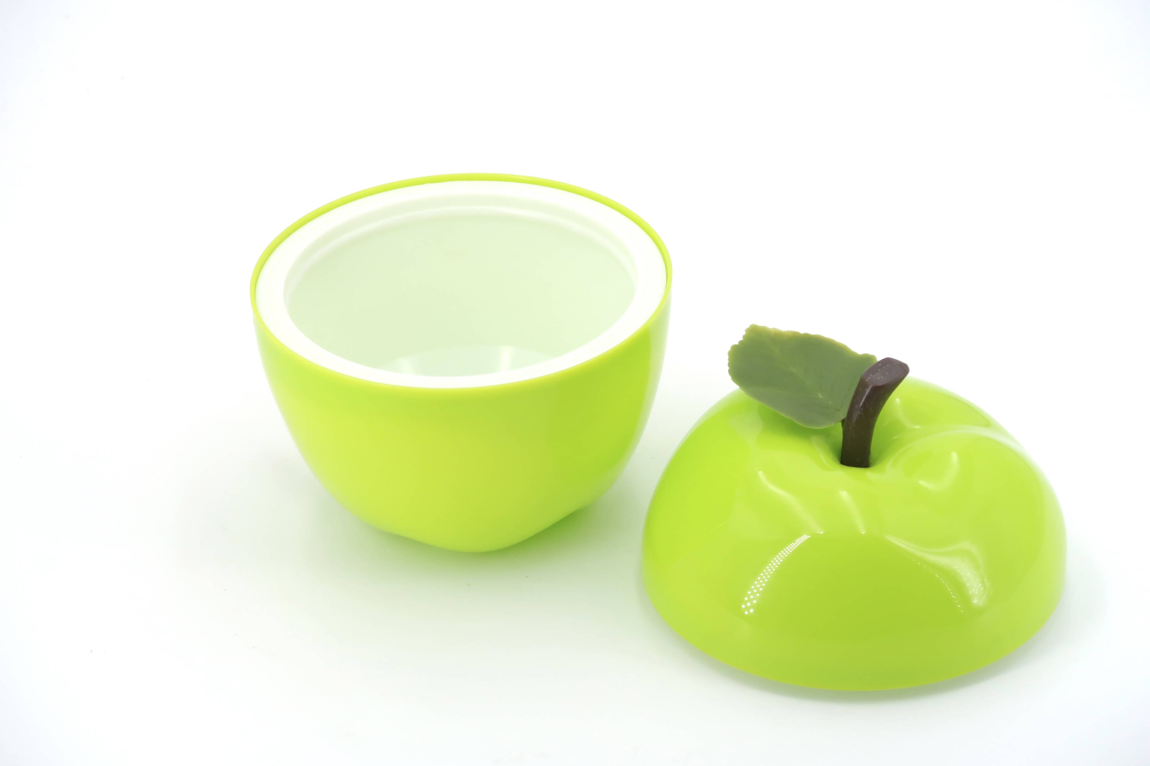 Green plastic apple ice cube bucket, 1970s