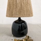 Vintage lamp in enamelled stoneware and jute rope