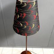 Danish Teak floor lamp with Black and Red , Yellow shade 1960s