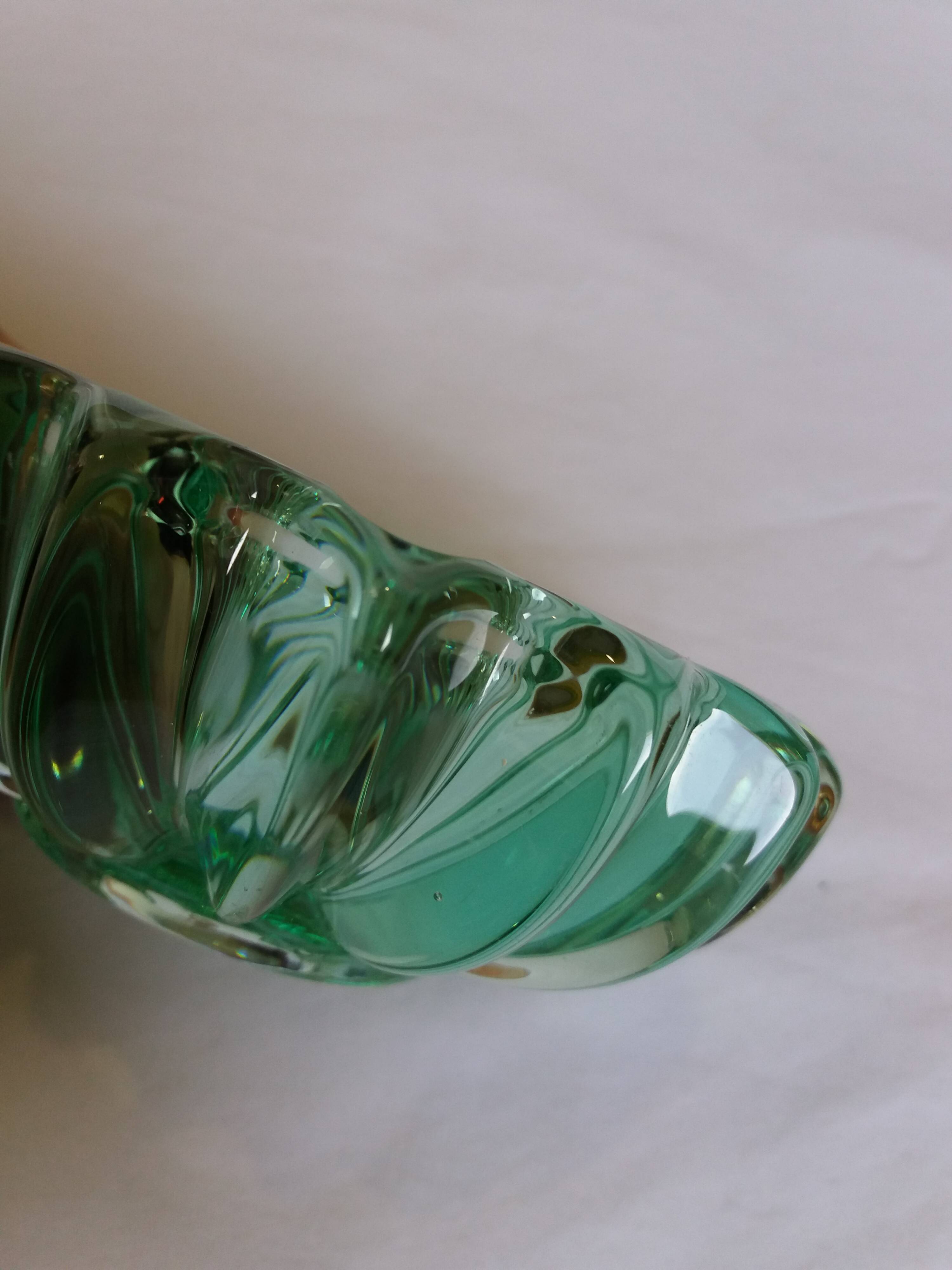 Pierre D'avesn green crystal ashtray, Art Deco