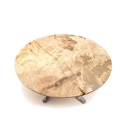 Round vintage onyx coffee table with chrome base from the 70s