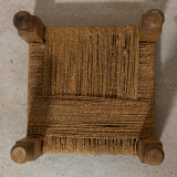 Ethnic teak and rope tabouret