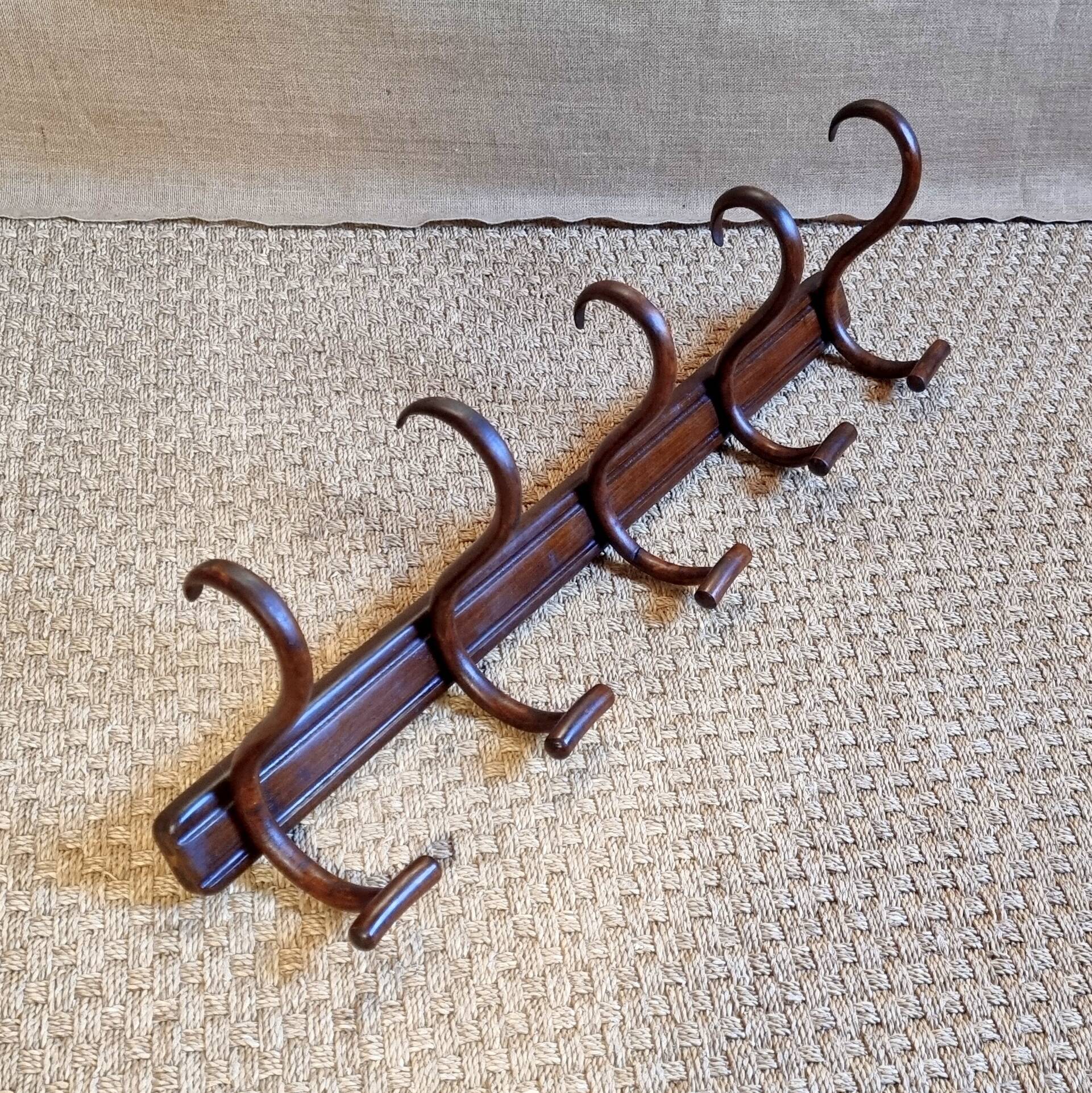 Baumann 5-hook bistro wall coat rack from the 20s