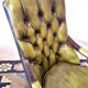 Olive green tufted leather library armchair, 1970s
