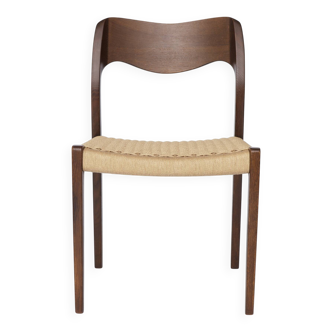 1 of 4 Vintage Niels Otto Møller Chair, Model 71, Dark Oak, Danish Cord