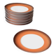 12 Space Age dinner plates from the 70s in porcelain from the Manufacture Royale De