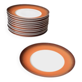 12 assiettes plates Space Âge Année 70 en porcelaine Manufacture Royale De
