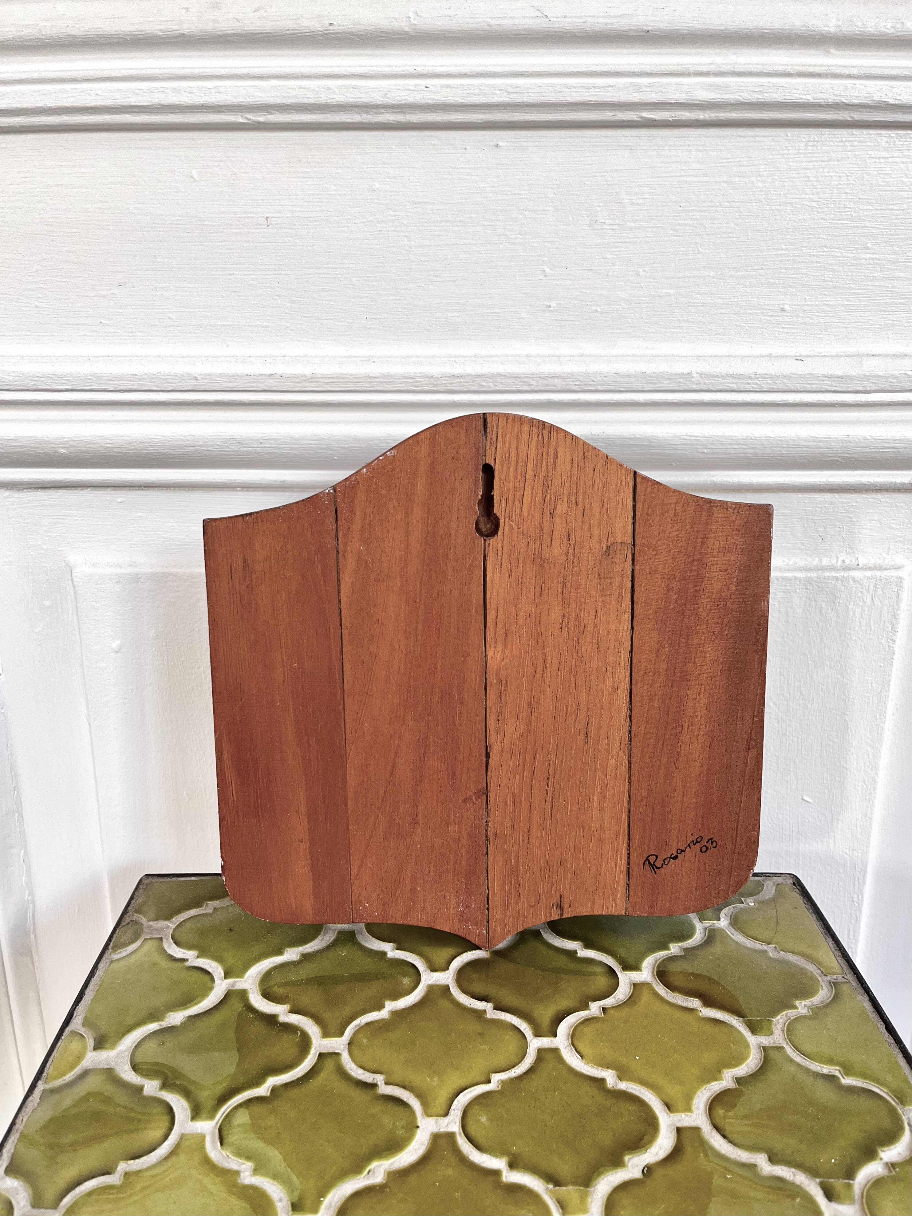 Wooden letter mail holder decorated with roses