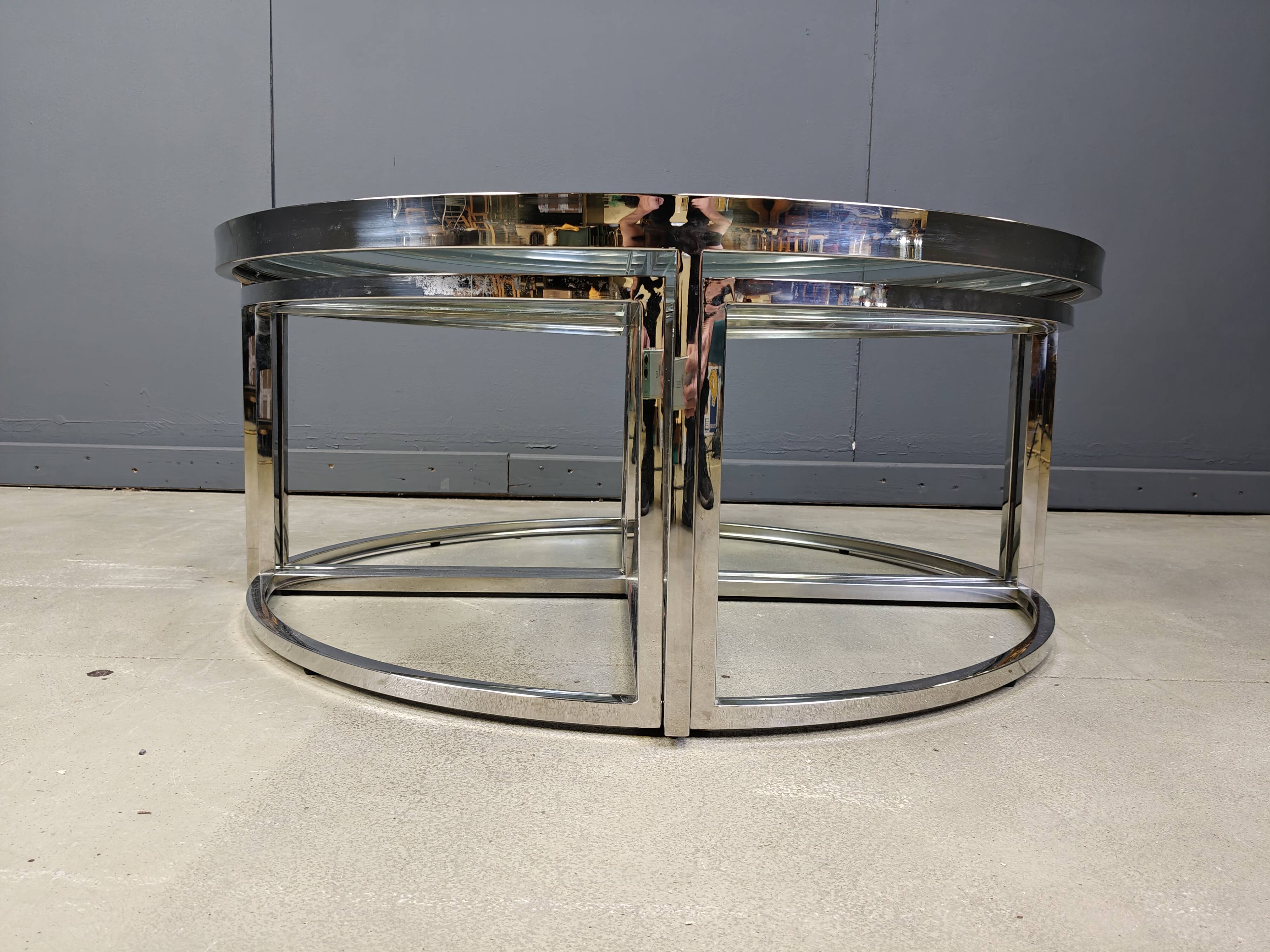 Vintage chromed coffee table set, 1970s