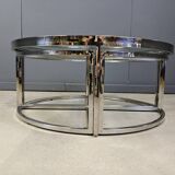 Vintage chromed coffee table set, 1970s