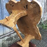 Handcrafted Brutalist coffee table in solid elm