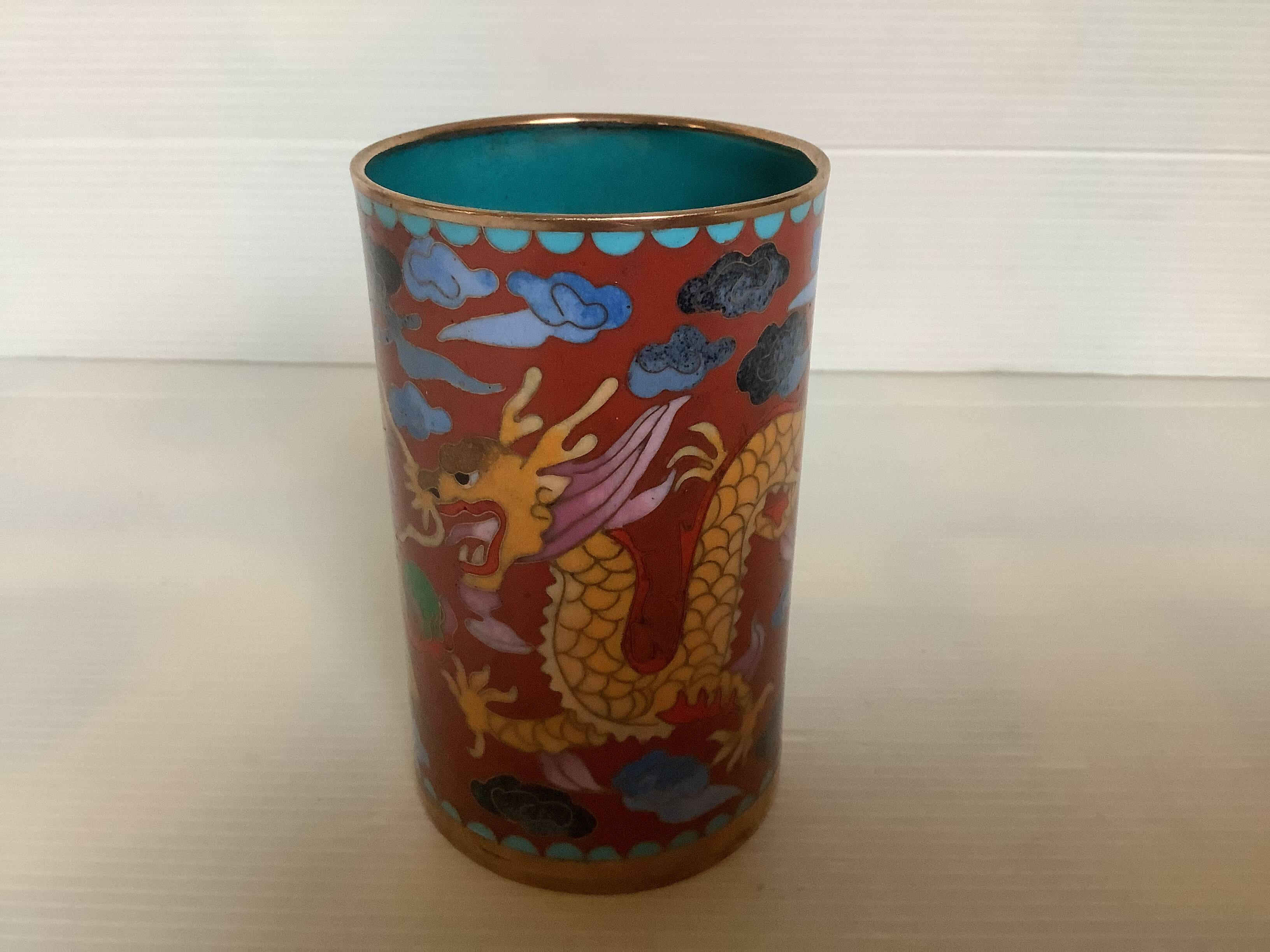Cloisonne enamel pencil pot