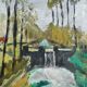 Peinture ancienne paysage dans le goût d'Utrillo XXe