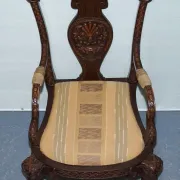 Heavily Carved Anglo-Indian Wooden Armchair