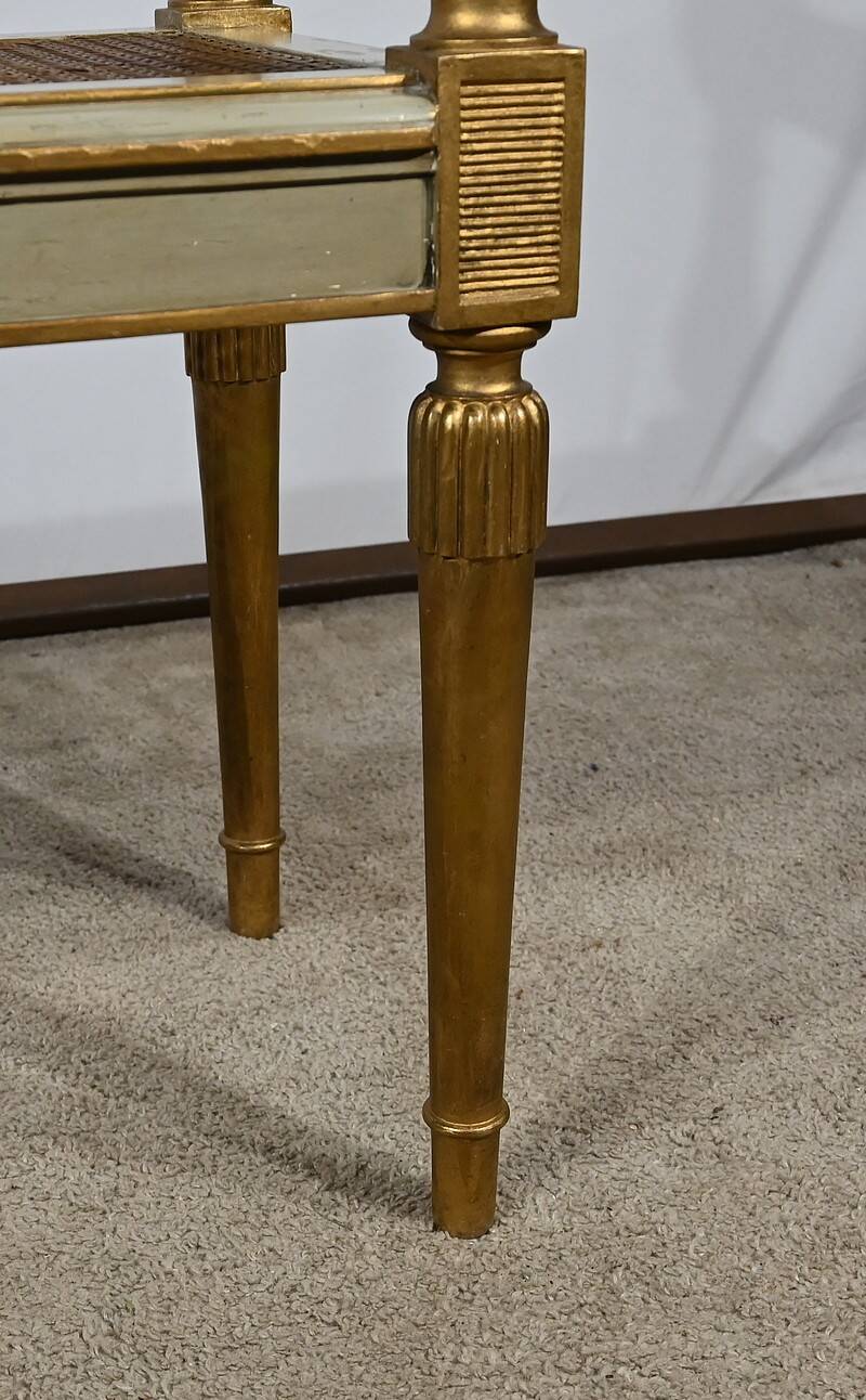 Golden and Grey-Green Wooden Bench, Directoire Style – Late 19th Century
