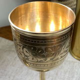 Calices, verre à pied en laiton gravés